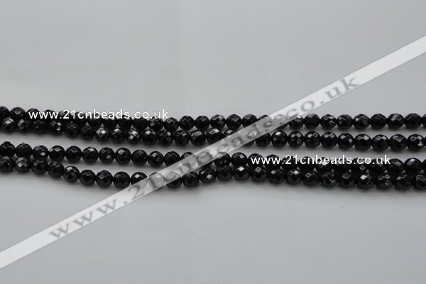 CBS522 15.5 inches 6mm faceted round A grade black spinel beads