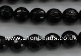 CBS523 15.5 inches 8mm faceted round A grade black spinel beads