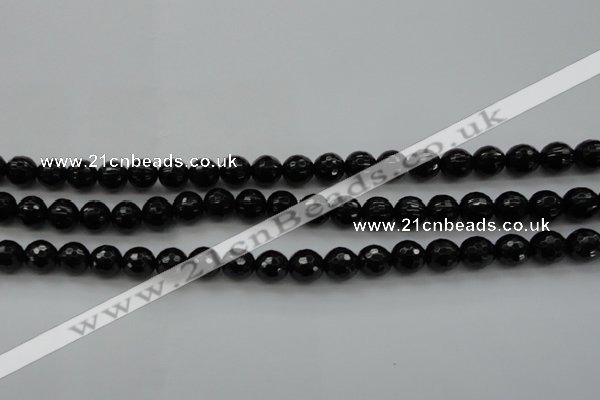 CBS523 15.5 inches 8mm faceted round A grade black spinel beads