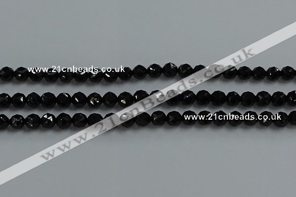 CBS525 15.5 inches 6mm faceted round natural black spinel beads