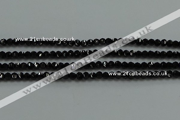 CBS528 15.5 inches 2.5*4mm lantern-shaped natural black spinel beads