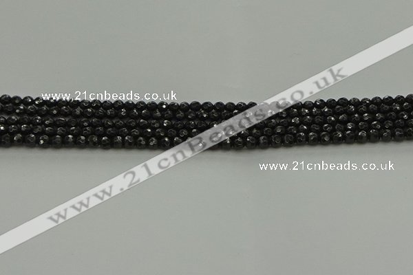 CBS534 15.5 inches 3mm faceted round black spinel beads