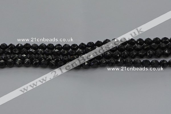 CBS536 15.5 inches 6mm faceted round black spinel beads