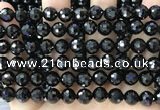 CBS545 15.5 inches 8mm faceted round black spinel gemstone beads