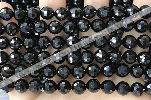 CBS545 15.5 inches 8mm faceted round black spinel gemstone beads