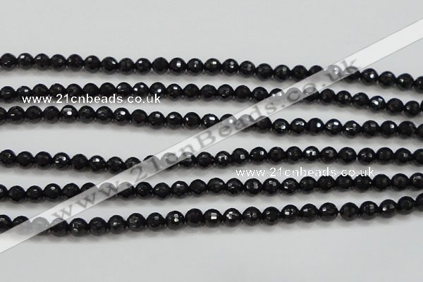 CBS556 15.5 inches 6mm faceted round AA grade black spinel beads