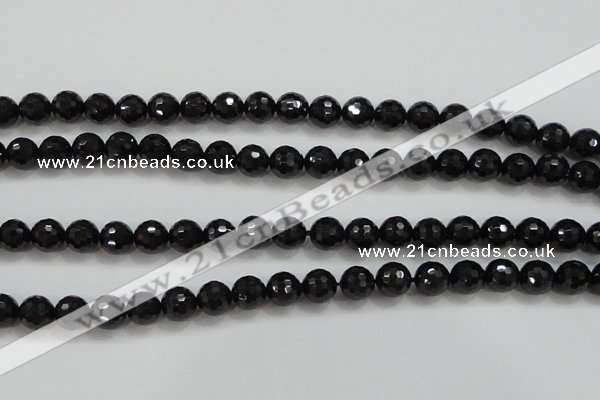 CBS557 15.5 inches 8mm faceted round AA grade black spinel beads