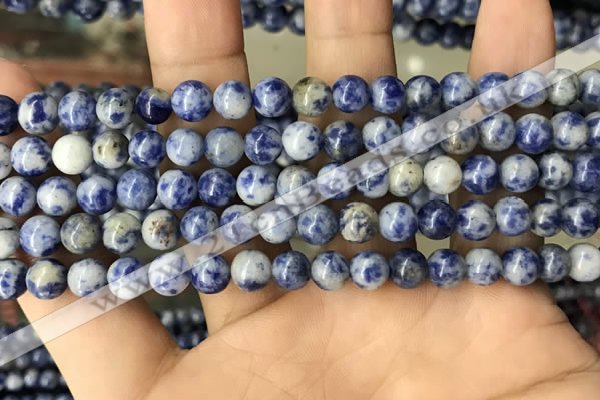 CBS601 15.5 inches 6mm round blue spot stone beads wholesale