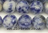 CBS612 15 inches 8mm faceted round blue spot stone beads