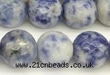 CBS613 15 inches 10mm faceted round blue spot stone beads