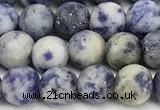 CBS617 15 inches 6mm round matte blue spot stone beads