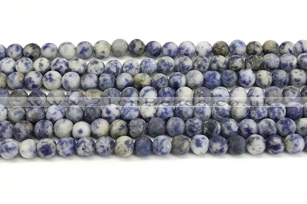 CBS617 15 inches 6mm round matte blue spot stone beads