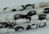 CBW117 15.5 inches 6*8mm rice black & white jasper beads