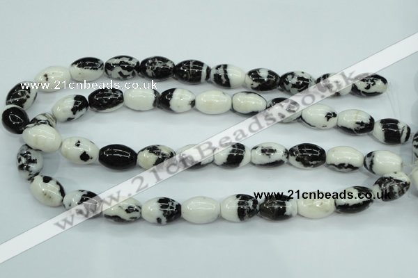 CBW120 15.5 inches 13*18mm rice black & white jasper beads