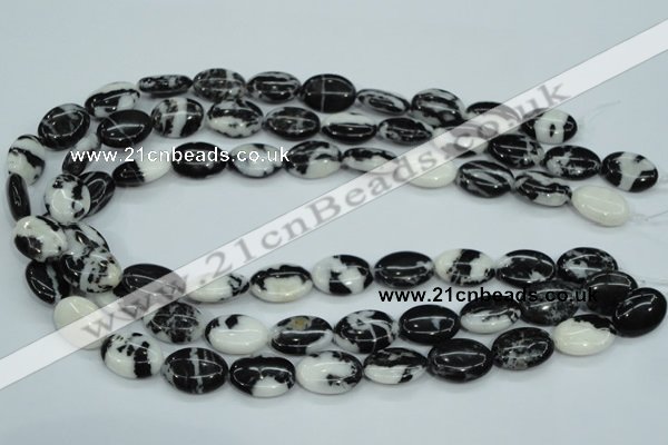 CBW125 15.5 inches 13*18mm oval black & white jasper beads