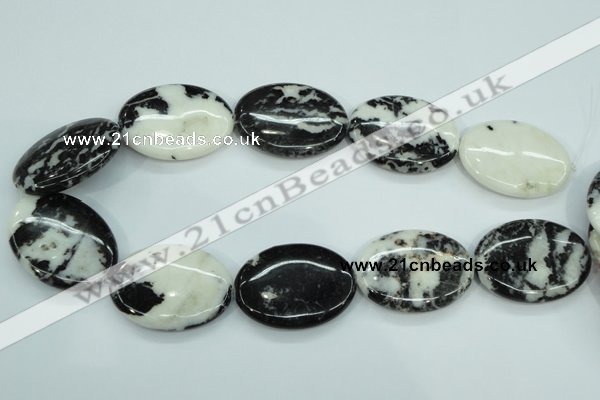 CBW129 15.5 inches 30*40mm oval black & white jasper beads