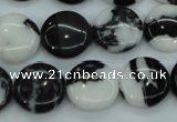 CBW144 15.5 inches 15mm flat round black & white jasper beads