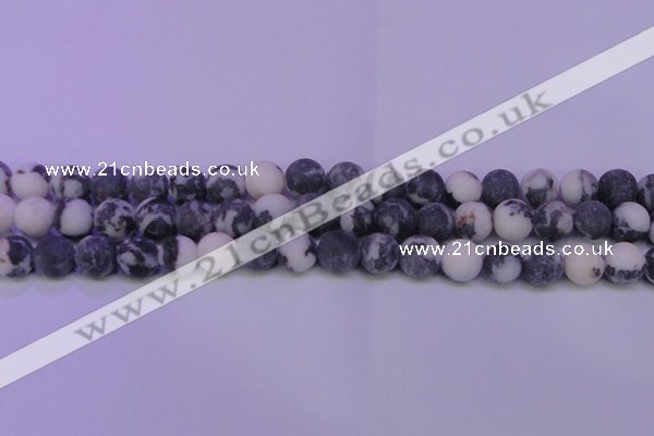 CBW154 15.5 inches 12mm round matte black & white jasper beads
