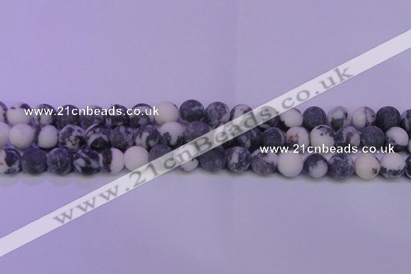 CBW155 15.5 inches 14mm round matte black & white jasper beads