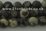 CBW162 15.5 inches 8mm round matte black fossil jasper beads