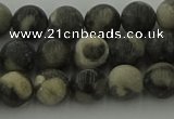 CBW162 15.5 inches 8mm round matte black fossil jasper beads