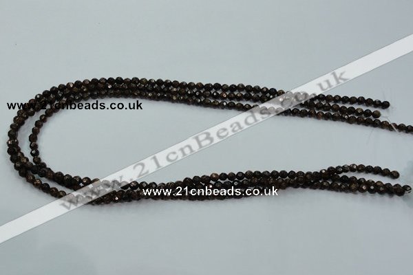 CBZ102 15.5 inches 4mm faceted round bronzite gemstone beads