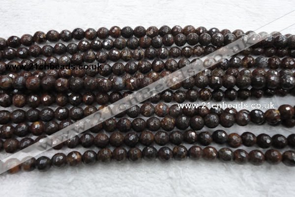 CBZ103 15.5 inches 6mm faceted round bronzite gemstone beads