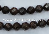 CBZ104 15.5 inches 8mm faceted round bronzite gemstone beads