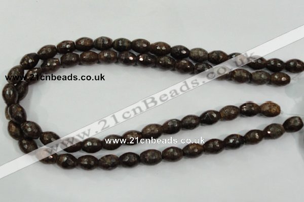 CBZ108 15.5 inches 10*13mm faceted rice bronzite gemstone beads