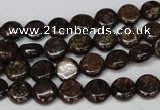 CBZ207 15.5 inches 8mm flat round bronzite gemstone beads