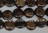 CBZ209 15.5 inches 12mm flat round bronzite gemstone beads