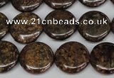 CBZ211 15.5 inches 16mm flat round bronzite gemstone beads