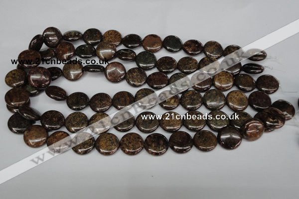 CBZ211 15.5 inches 16mm flat round bronzite gemstone beads