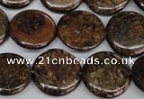 CBZ213 15.5 inches 20mm flat round bronzite gemstone beads