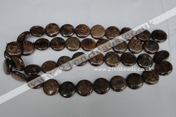 CBZ213 15.5 inches 20mm flat round bronzite gemstone beads