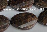 CBZ248 15.5 inches 20*30mm faceted & twisted oval bronzite gemstone beads