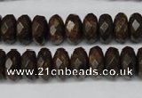 CBZ404 15.5 inches 6*12mm faceted rondelle bronzite gemstone beads