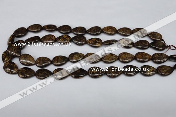 CBZ420 15.5 inches 13*18mm flat teardrop bronzite gemstone beads