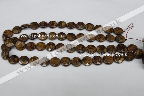 CBZ431 15.5 inches 15mm faceted coin bronzite gemstone beads