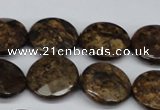 CBZ432 15.5 inches 18mm faceted coin bronzite gemstone beads