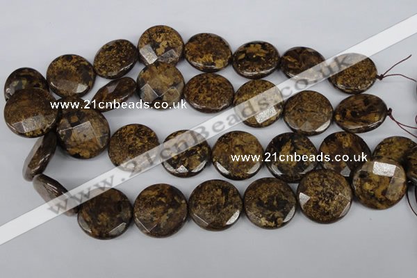 CBZ434 15.5 inches 25mm faceted coin bronzite gemstone beads