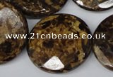 CBZ435 15.5 inches 30mm faceted coin bronzite gemstone beads