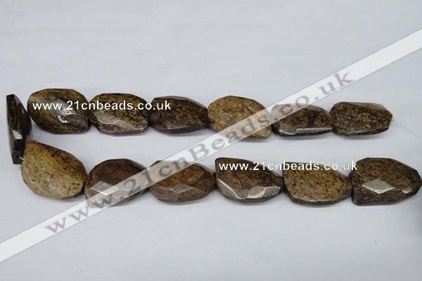 CBZ443 15.5 inches 23*32mm faceted & twisted rectangle bronzite beads