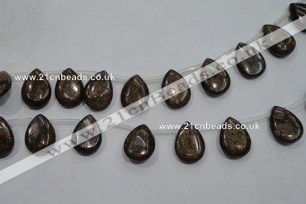 CBZ500 Top-drilled 10*14mm flat teardrop bronzite gemstone beads