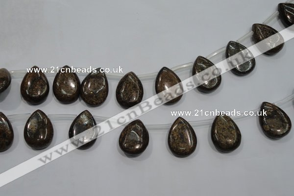 CBZ501 Top-drilled 12*16mm flat teardrop bronzite gemstone beads