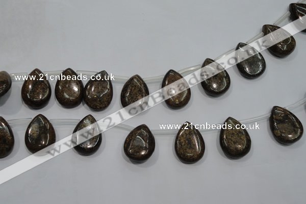 CBZ502 Top-drilled 13*18mm flat teardrop bronzite gemstone beads