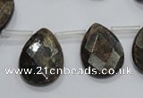 CBZ505 Top-drilled 10*14mm faceted flat teardrop bronzite gemstone beads