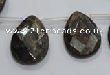 CBZ507 Top-drilled 13*18mm faceted flat teardrop bronzite gemstone beads