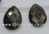 CBZ508 Top-drilled 15*20mm faceted flat teardrop bronzite gemstone beads