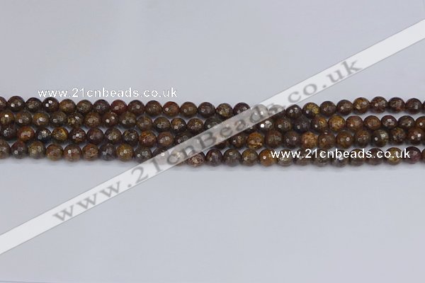 CBZ610 15.5 inches 4mm faceted round bronzite gemstone beads